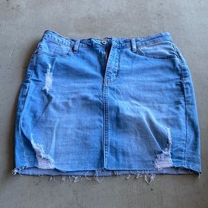 Light blue denim mini skirt